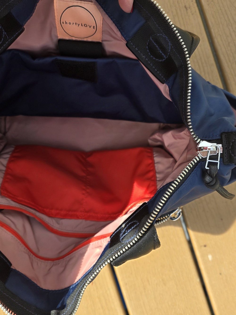 Navy Tote Bag with Pink Interior - Women’s Everyday Tote - Picture 3 of 5